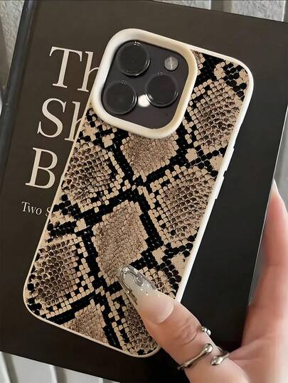 High-End Snake Skin Texture Artistic Phone Case, Soft Milky White Shell With High-Precision 3D Stereoscopic Printing, Thickened Silicone Protective Ring Around Camera Module For Full Lens Protection, Soft Buffered Edges For Anti-Drop And Comfortable Grip, Suitable For Users Who Love Luxurious Style, Animal Prints And Exquisite Details, Compatible With IPhone 17