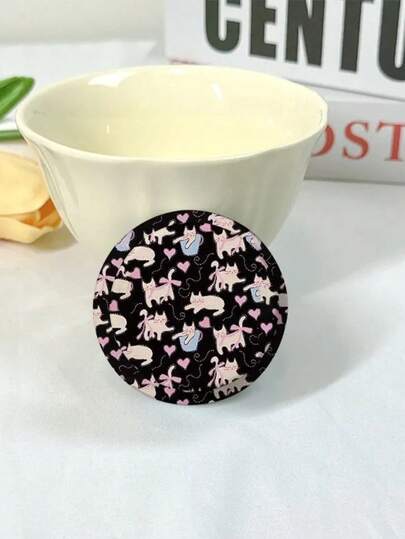 MagSafe Magnetic Phone Holder, Air Cushion Holder, Magnetic Stand, Strong Magnetic Stand, Full Screen Design With Bow And Cat Pattern, Suitable For Various Phone Models