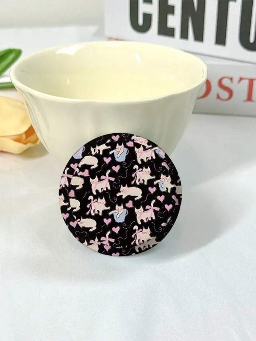 MagSafe Magnetic Phone Holder, Airbag Stand, Magnetic Stand, Strong Magnetic Stand, Full-Screen Design With Bowknot And Cat Pattern, Suitable For Various Phone Models. - Multicolor - View 1