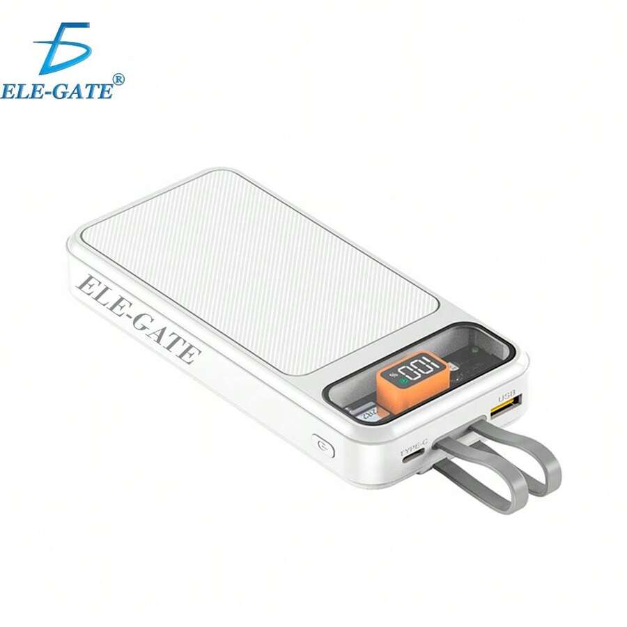 Batería Externa Portátil de 10000mAh con Carga Rápida PD 22.5W y Pantalla Transparente - Blanco - Ver 1
