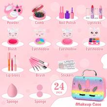 Kids Washable Makeup Girl Toys - Real Makeup Kit Kid Make Up Set For Toddlers Children Princess Dress Up Christmas Birthday Gifts Toys For 3 4 5 6 7 8 9 10 11 12 Year Old Girls - Multicolor - View 7