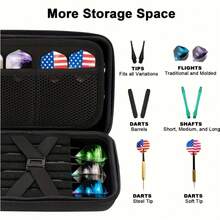 Storage Case For 12 Darts, Designed To Hold Dart Tips, Shafts, And Flights - Black - View 4