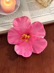 A Pink 7.5 Cm / 2.95 Inch Artificial Flower Hair Clip For Women, Stylish And Versatile, High-End, Elegant, Simple, Solid Color Side Hair Clip. Suitable For Daily Outings, Casual Wear, Parties, Commuting, Vacations, Ponytails, Buns, Washing Face, Makeup, Clothing Accessory, Women's Vacation Outfits, Cute Accessories, Valentine's Day Accessories, Headwear, And Perfect For Spring. NKGS - 粉色 - 查看 5