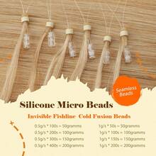 100Strands Micro Ring Loop Tip Remy Human Hair Extensions Straight Micro Beads Link Hair 0.5g/Strand Pelucas De Cabello Humano #1 Jet Black #1B Natural Black #2 Dark Brown #4 Medium Brown #6 Light Brown #24 Natural Blonde #27 Dark Blonde #60 Platinum Blonde #613 Bleach Blonde #4/27 Medium Brown/Dark Blonde #12/613 Golden Brown/Blonde #18/613 Ash Blonde/Bleach Blonde - #24 Natural Blonde - 查看 8
