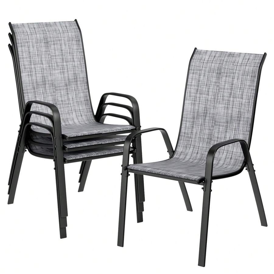 Set Of 4 Folding Chairs, Balcony Chairs, Aluminium Garden Chair, Aluminium Camping Chair, Black - 灰色 - 查看 1