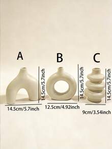 3件套波西米亚风白色花瓶套装，几何图案花瓶套装，北欧折纸花瓶，ins风花瓶，适用于餐桌、客厅、玄关、电视柜，甜甜圈造型花瓶，家居装饰 - 米色. - 查看 6