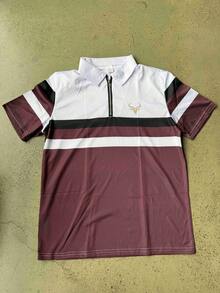 Camisa polo de manga corta casual para hombre, estampado 3D digital de toro a rayas, poliéster, Top de verano - Multicolor - Ver 6