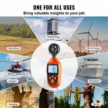 Handheld Anemometer, 14℉-113℉, Digital Wind Speed Meter Gauge With LED Backlight Screen, Measures Wind Velocity Wind Temperature Air Flow Wind Chill, For Sailing Surfing Drone Flying HVAC - Orange - View 6