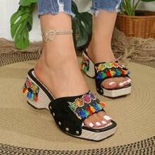 42 Sandalias de plataforma con remaches, sandalias de tacón alto versátiles y cómodas de moda para mujer - verde menta - Ver 2