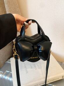 开斋节快乐！新款超酷3D心形包包，可爱蝴蝶结包包，超迷你朋克风手提包，零钱包，晚宴手拿包 - 黑色 - 查看 7