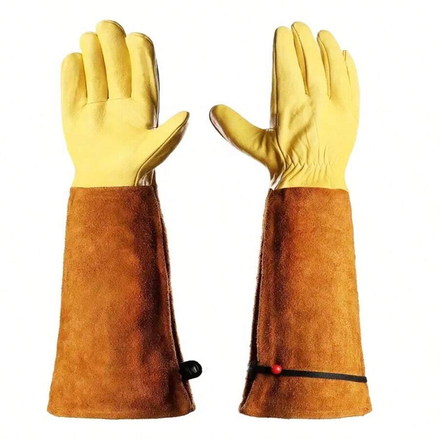 Long Sleeve Gardening Gloves – Puncture Proof Leather Gloves For Pruning & Yard Work - Long - View 1