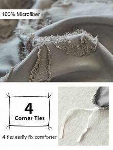 2/3-teiliges Bettwäsche-Set im Bohemien-Stil mit grauer Schleife, gemusterter Jacquard-Steppung, charmanter vintage Stickerei, geeignet für alle Jahreszeiten, weich & atmungsaktiv, maschinenwaschbar, tolles Geschenk für Frauen, Wohndekoration, einsetzbar für Schlafzimmer, Gästezimmer (1 Bettbezug + 1/2 Kissenbezüge, ohne Füllung) - Grau - Übersicht 6