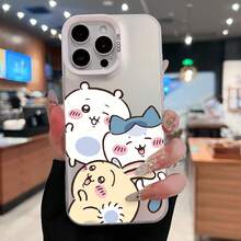 Lindos animales de dibujos animados sonriendo sobre fondo blanco. Esta elegante y adorable funda para teléfono es compatible con Samsung, Apple, VIVO, OPPO, , Transsion, ,  y Honor. Fabricada en silicona TPU, ofrece protección contra golpes y caídas, además de una sensación superior. Es un regalo ideal para familiares, amigos y seres queridos, y una opción perfecta para San Valentín y Año Nuevo. - Plateado - Ver 2