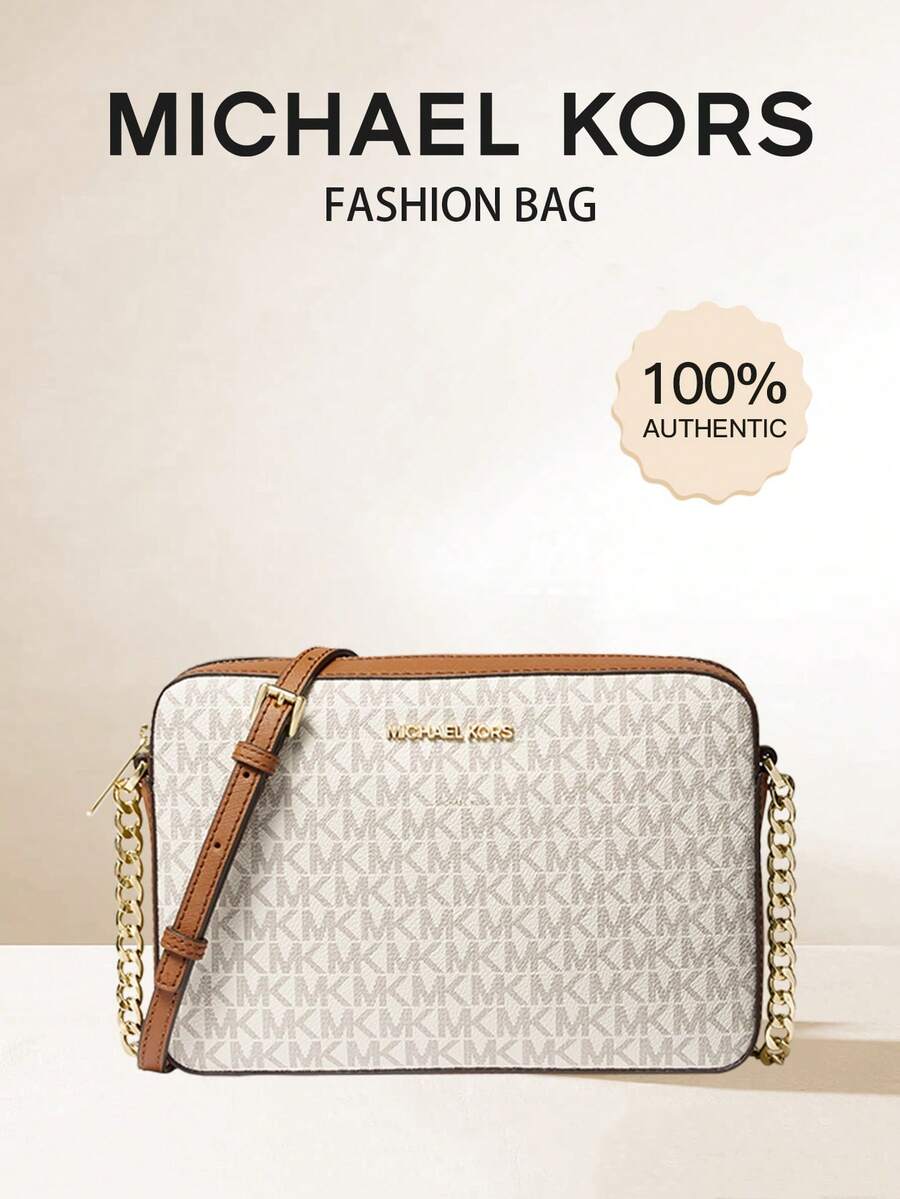 Michael Kors 女士PVC皮革斜挎包，小号单肩手提包，带可调节肩带 - 白色 - 查看 1