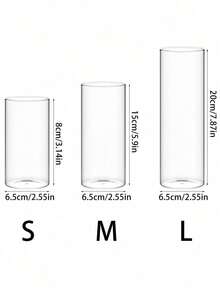 1pc Transparent Glass Candle Holder, Straight Glass Vase, Heat-Resistant, Suitable For Scented Candles, Hydroponics, Candlelight Dinner, Creating Indoor Atmosphere, Applicable For Wedding, Family Gathering, Party, Confession, Desktop Decor - A - View 9