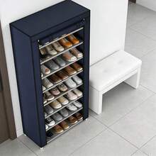 Zapatera con Cubierta de Tela con 9 Niveles Organizadores de Zapatos, Estructuras de Acero y Conectores de Plástico, Para Almacenar y Guardar los Zapatos - Azul - Ver 2