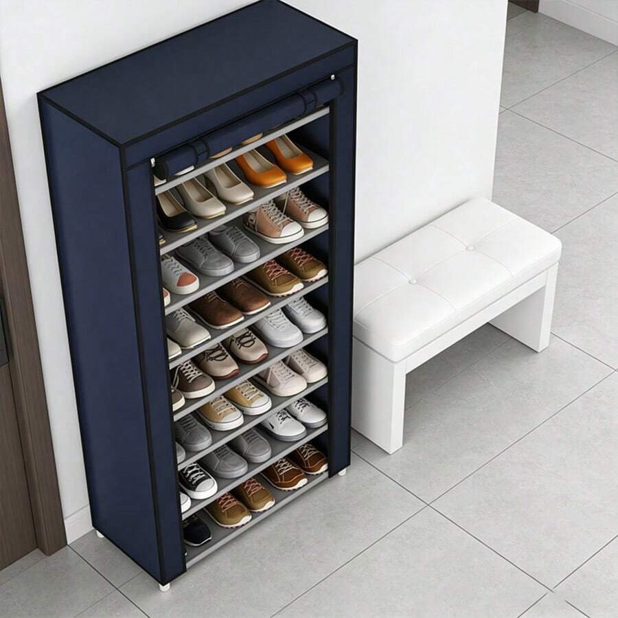 Zapatera con Cubierta de Tela con 9 Niveles Organizadores de Zapatos, Estructuras de Acero y Conectores de Plástico, Para Almacenar y Guardar los Zapatos