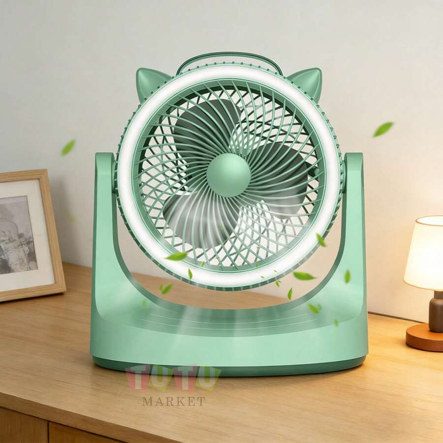 Mini ventilador de escritorio, con tres niveles de velocidad ajustables, ideal para dormitorios y oficinas, con rotación de 180° arriba y abajo, ventilador USB para estudiantes, perfecto para oficinas, dormitorios y espacios de estudio. - Verde - Ver 1
