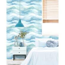 Papel pintado ondulado desprendible para recámara papel de contacto azul 45 x 3 m-B031 - Azul - Ver 2