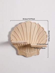 1pc Neutral Color Shell Shaped Decorative Wall Mounted Storage Rack, Minimalist Elegant Space-Saving Wall Hanging Organizer, Coastal Boho Style Home Decor Rack, Shell Inspired Fan-Shaped Double-Tier Platform, Functional Wall Mounted Shelf For Displaying Small Decor Items & Plants, Suitable For Living Room, Bedroom, Bathroom, Entryway, Apartment - Wood Color - View 11