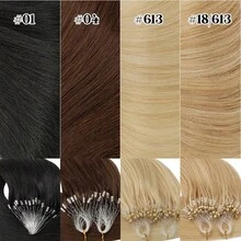 100Strands Micro Ring Loop Tip Remy Human Hair Extensions Straight Micro Beads Link Hair 0.5g/Strand Pelucas De Cabello Humano #1 Jet Black #1B Natural Black #2 Dark Brown #4 Medium Brown #6 Light Brown #24 Natural Blonde #27 Dark Blonde #60 Platinum Blonde #613 Bleach Blonde #4/27 Medium Brown/Dark Blonde #12/613 Golden Brown/Blonde #18/613 Ash Blonde/Bleach Blonde - #24 Natural Blonde - 查看 7
