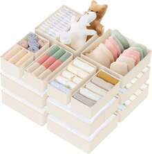 Oaoleer 10 Pack Criusia Drawer Organizer Clothes, Dresser Organizer For Baby Clothes, Underwear, Sock- Foldable Closet Organization And Storage Dividers Bins For Nursery, Bedroom - 米色 - 查看 13