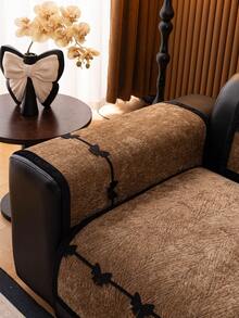 1 chiếc vỏ đệm sofa kiểu Châu Âu, dáng không đều, viền nơ trang trí, chất liệu vải nhung mềm mại, sang trọng tối giản, bảo vệ sofa, chống trượt, chống bụi, chống trầy xước, trang trí sofa, phù hợp cho phòng ngủ, phòng khách, văn phòng, phòng học, có thể giặt máy, vỏ đệm sofa đa năng. - Cà phê nâu - Xem 7