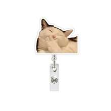 1pc Cute Cat Expression Abstract Acrylic Retractable Badge Reel Clip, Suitable For Nurses, Doctors, Volunteers, Teachers, Office Workers, ID Holders, Medical Personnel Badge Accessories, Retractable Lanyard Clip - A - View 21