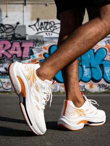 男士软底新款休闲运动鞋，轻便、时尚、减震、透气、多功能跑步鞋 - 粉色 - 查看 3