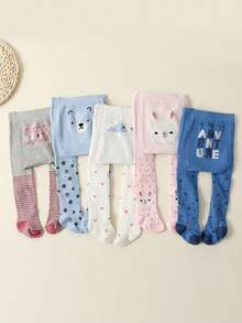 5pcs Baby Girls Tight Knit Leggings, Warm & Soft Tights For Fall/Winter - Multicolor - View 9