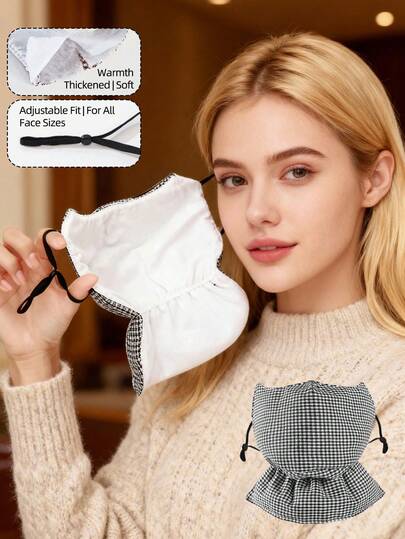 冬季保暖加厚棉质口罩，防寒保暖，适合户外骑行，防尘防风，秋冬季颈部防护，女士加厚防尘防寒透气网格颈部防护，可水洗冬季防风骑行口罩