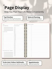 Trees 1pc Daily Planner Notebook – A5 Undated Daily Notebook Journal With To-Do List, Priorities & Notes For Work, School & Productivity, Office Supplies - Daily Notebook - Pink - View 5