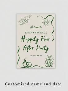 Customized "Forever Happy Party" Welcome Sign, Suitable For Weddings & Parties - Customizable Text And Handwritten Style Party Signage, Asymmetrical Shape Party Decor - Multicolor - View 8
