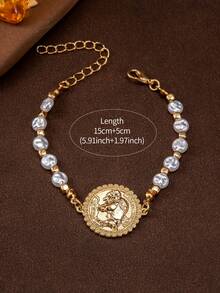 1条简约优雅珍珠串珠手链，适合日常通勤、聚会和约会佩戴。 - 金黃色 - 查看 2