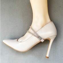 1 Pair Elegant Rhinestone Elastic Non-Slip High Heel Shoe Straps - Apricot - View 4