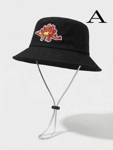 1顶适合3-8岁儿童的大檐遮阳帽，带有刺绣小恐龙图案，恐龙世界系列，儿童夏季渔夫帽 - 轻便可折叠遮阳渔夫帽，适合男孩女孩，户外沙滩旅行，+夏季徒步、露营防晒，轻便男女通用遮阳渔夫帽 - 1PC - 查看 15