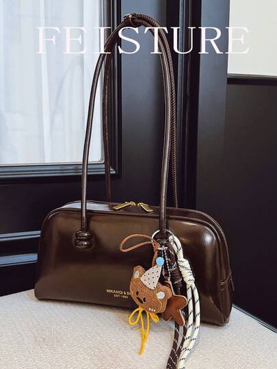 1个FEISTURE PU皮革保龄球包，时尚单肩/腋下包，拉链封口，适合女孩、女士、大学生、年轻职业人士，非常适合工作、商务、通勤和上学。