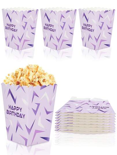 10 قطعة/30 قطعة/50 قطعة صناديق فشار بموضوع موسيقى البوب الكورية لحفلات عيد الميلاد، حاويات حلوى ووجبات خفيفة، هدايا الحفلات، أكياس/سلال فشار بطراز موسيقى البوب الأرجواني، مناسبة لحفلات استحمام الطفلة، ليلة السينما، لوازم حفلات عيد الميلاد