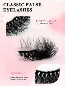 ENCHUW 5 Pairs 3D Natural Wispy Soft Faux Mink Lashes Fluffy Daily Faux Mink Eyelash For Vacation Strip Lashes,Lashes,Eyelashes,Fake Lashes - Black - View 3