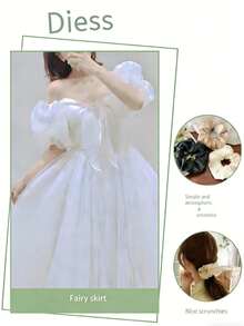 1pc Semi-Transparent Organza Fabric, Suitable For Wedding, Birthday Party Dress, Headpiece DIY, Pre-Cut Material - Multicolor - View 5