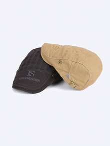 1pc Men's Retro Beret Hat, Outdoor Casual Versatile Newsboy Cap, Letter Embroidered Front Panel, Suitable For Daily Casual Wear, Random Style Shipped - Multicolor - View 4