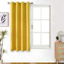 1pc Solid Color Polyester Curtain Panel, Blackout Curtain For Living Room, Bedroom, Darkens Room, Yellow - Yellow - View 17