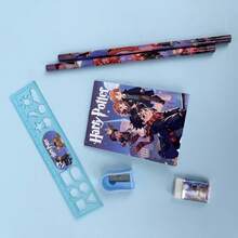 6pcs Harry Potter Stationery Set Including 2 Pencils, 1 Pencil Sharpener, 1 Eraser, 1 Notebook, 1 Ruler, Suitable As Party Favor, Birthday Gift, Back To School Gift, Fan Gift - Multicolor - View 5