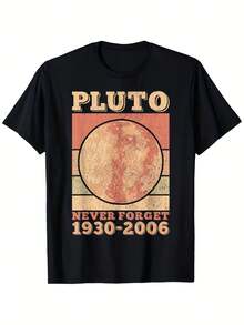 Camiseta de astronomía vintage "Plutón nunca olvidó" para hombre - Camiseta holgada con gráfico de Plutón, ideal para regalar, transpirable para hacer ejercicio y fiestas, ropa informal para Navidad. - Negro 13 - Ver 1