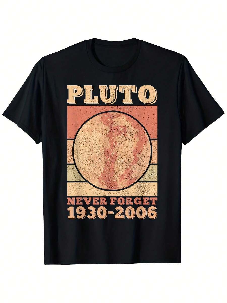 Camiseta de astronomía vintage "Plutón nunca olvidó" para hombre - Camiseta holgada con gráfico de Plutón, ideal para regalar, transpirable para hacer ejercicio y fiestas, ropa informal para Navidad. - Negro 13 - Ver 1