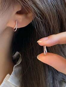 1 Pair Cubic Zirconia Earrings, Suitable For Daily Decoration, Party Jewelry Or Birthday Gift For Teenagers - 9# - View 4