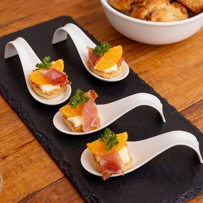 12/24 piezas Platos mini para aperitivos, bandejas de postres y aperitivos - Juego de cucharas asiáticas, tazas pequeñas para degustación de postres de mesa