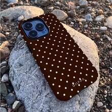 GIIPPA 1pc Brown Base & White Polka Dot Phone Case, Compatible With Iphone 15/14/13, Fashionable Brown Polka Dot Phone Cover, Compatible With Iphone 15/14/13 Pro Max/Plus, Shock-Resistant Full-Body Protection, Slim Fit Design, Suitable For Women And Girls, Item No. 35460, Also Compatible With Iphone 17 Air - Brown - View 6