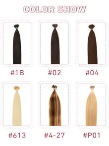 12-22英寸 30-50克 纳米环接发，纳米珠真人发发髻，直发，适合日常、婚礼和派对场合 - 彩色 - 查看 6