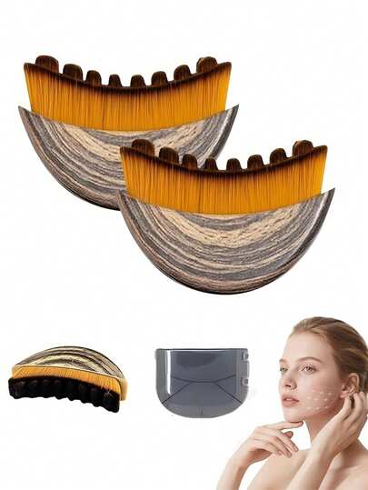 1pc Multi-Functional Lymphatic Brush, Contour Face Brush, Dry Brush, Comfortable & Soft, Suitable For Lymphatic Drainage Massage On Face, Chin And Jawline, Ergonomic Design Fits Skin